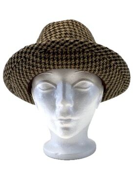 Vintage Style Houndstooth Trilby Fedora Hat - Medium 7-7 1/8